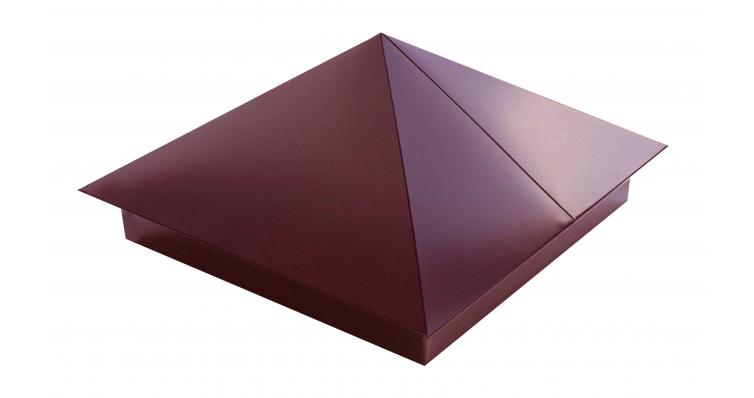 Колпак на столб 390х390 0,5 Satin с пленкой RAL 3005 красное вино