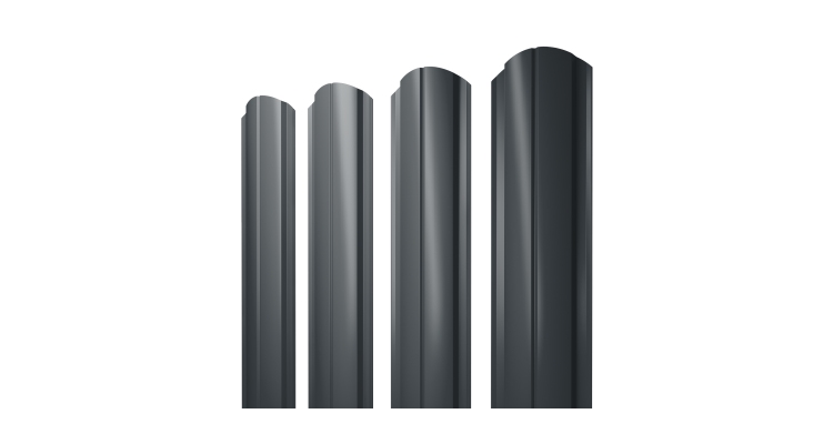 Штакетник Полукруглый Slim фигурный 0.45 PE RAL 7016 антрацитово-серый