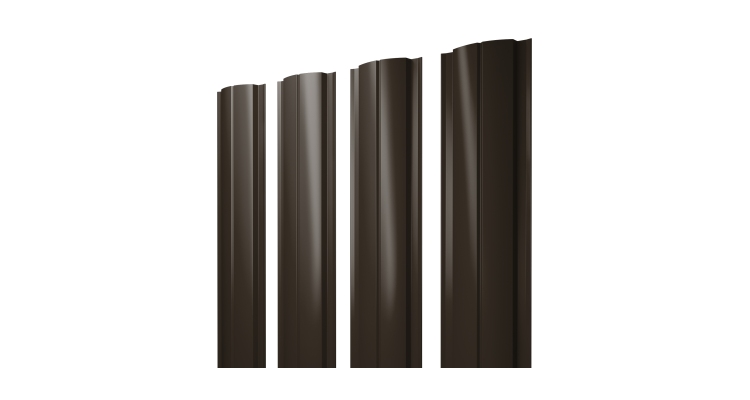Штакетник Полукруглый Slim с прямым резом 0.45 Drap-double TX RR 32 темно-коричневый